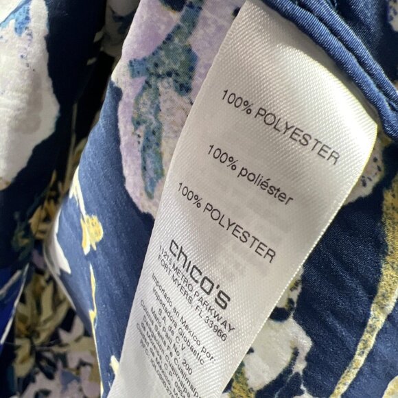 Chicos Women's Blouse Top XL Colorful Floral Pullover Raglan Long Sleeve Tunic - Picture 5 of 6